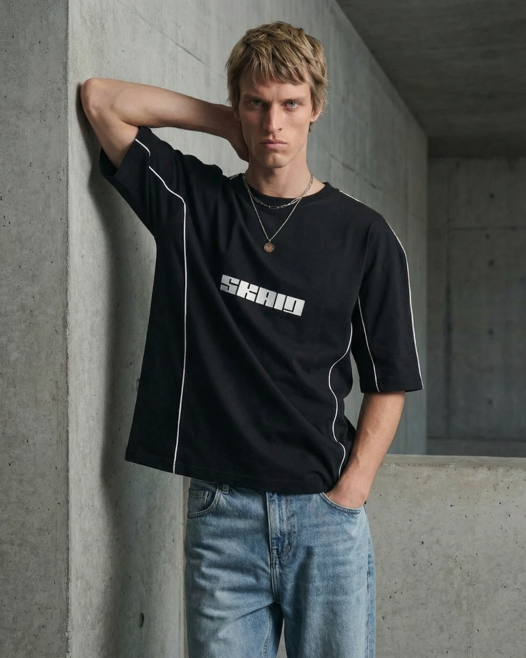 PIPED CREWNECK TEE